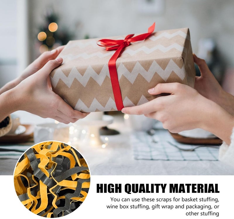 ZEBMOON 2 LB Black Gold Crinkle Cut Paper Shred Filler Great for Gift Wrapping, Basket Filling, Birthday, Wedding, Halloween, Thanksgiving, Graduation, New Year Party Decorations Filling Supplies - Image 2